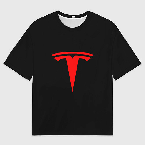 Мужская футболка оверсайз Tesla red logo / 3D-принт – фото 1