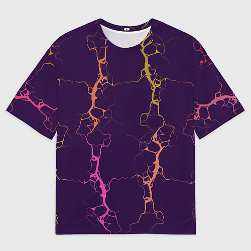 Мужская футболка оверсайз Молнии на пурпурном / 3D-принт – фото 1
