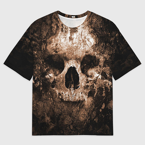 Мужская футболка оверсайз Wood skull / 3D-принт – фото 1