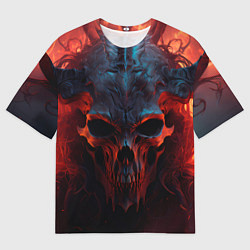 Мужская футболка оверсайз Demon skull with horns