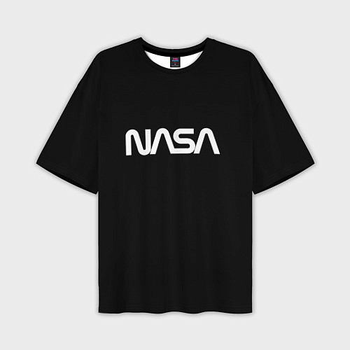 Мужская футболка оверсайз Nasa white logo / 3D-принт – фото 1