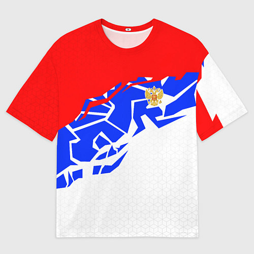 Мужская футболка оверсайз Россия- астрактивный триколор / 3D-принт – фото 1