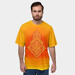 Футболка оверсайз мужская Обережная славянская символика в солнечных оранжев, цвет: 3D-принт — фото 2