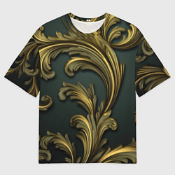Мужская футболка оверсайз Золотые старые темные узоры