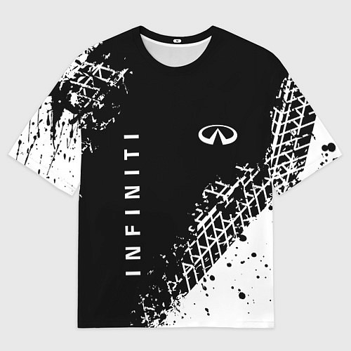 Мужская футболка оверсайз Инфинити: следы от шин / 3D-принт – фото 1