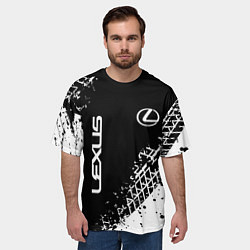 Футболка оверсайз мужская Лексус: следы от шин, цвет: 3D-принт — фото 2