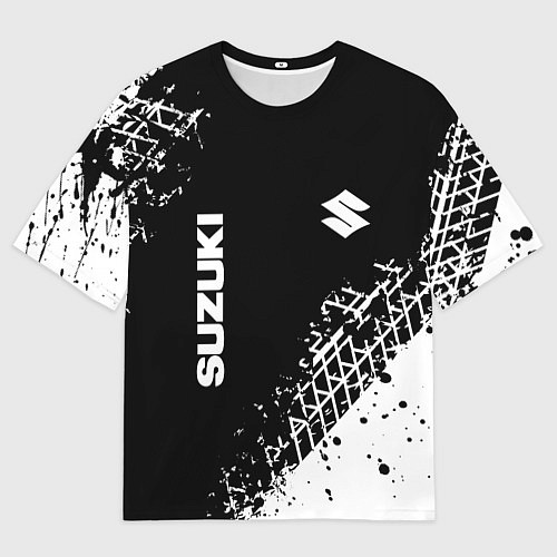 Мужская футболка оверсайз Сузуки: следы от шин / 3D-принт – фото 1