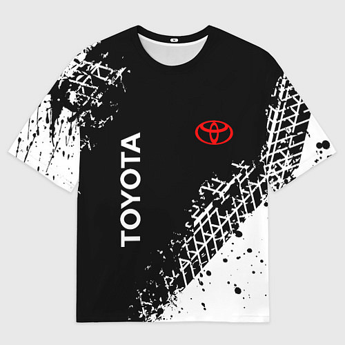 Мужская футболка оверсайз Тойота: следы от шин / 3D-принт – фото 1