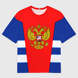 Мужская футболка оверсайз Россия герб спорт