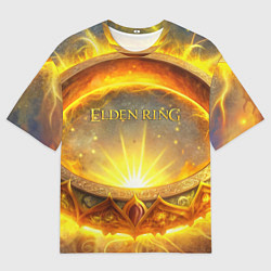 Мужская футболка оверсайз Elden Ring лого и волшебное золотое кольцо