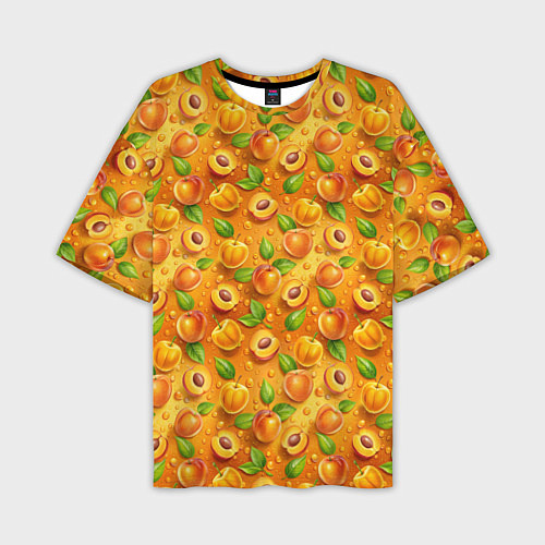 Мужская футболка оверсайз Сочные сладкие абрикосы паттерн / 3D-принт – фото 1