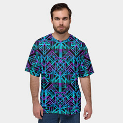 Футболка оверсайз мужская Неоновый арт деко синтивейв узор, цвет: 3D-принт — фото 2