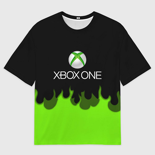 Мужская футболка оверсайз Xbox green fire / 3D-принт – фото 1