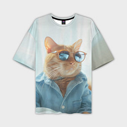 Мужская футболка оверсайз Альфа кот