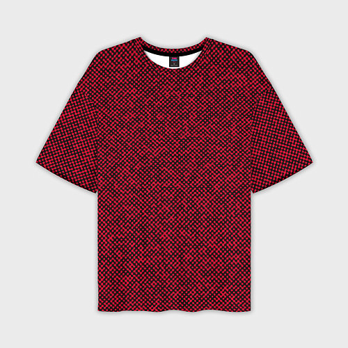 Мужская футболка оверсайз Текстурированный красно-чёрный / 3D-принт – фото 1
