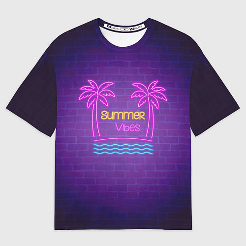 Мужская футболка оверсайз Неоновые пальмы summer vibes / 3D-принт – фото 1
