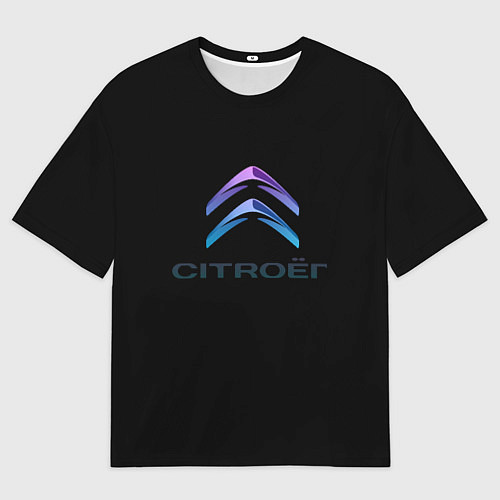 Мужская футболка оверсайз Citroen logo neon / 3D-принт – фото 1
