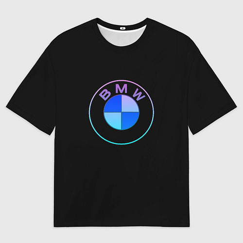 Мужская футболка оверсайз BMW neon logo / 3D-принт – фото 1