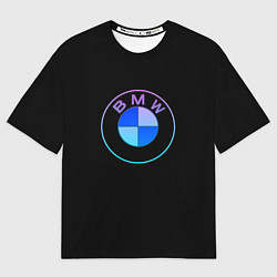 Футболка оверсайз мужская BMW neon logo, цвет: 3D-принт
