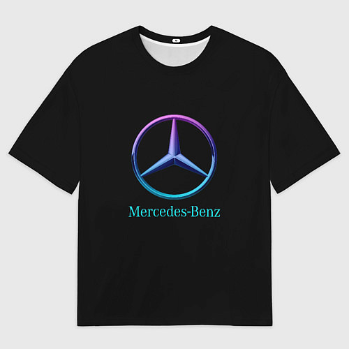 Мужская футболка оверсайз Mercedes neon logo / 3D-принт – фото 1