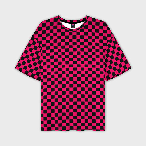 Мужская футболка оверсайз Паттерн розовый клетка / 3D-принт – фото 1