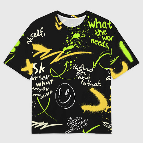 Мужская футболка оверсайз Неоновый смайл / 3D-принт – фото 1