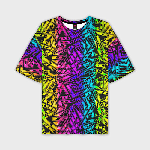 Мужская футболка оверсайз Абстрактный узор с геометрической концепцией / 3D-принт – фото 1