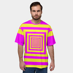 Футболка оверсайз мужская Удаление квадратов - оптический коридор желтый, цвет: 3D-принт — фото 2