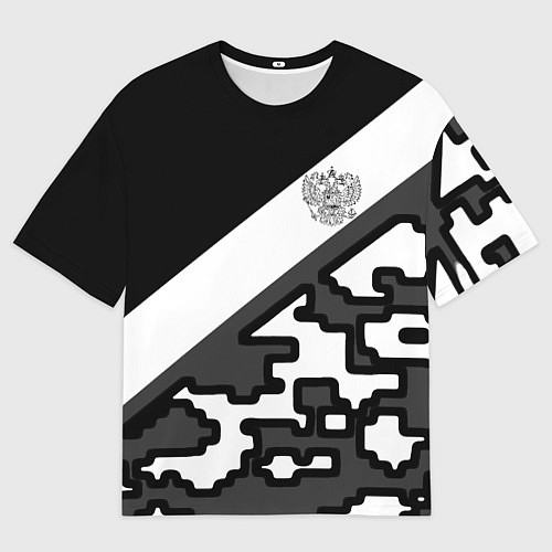 Мужская футболка оверсайз Россия камуфляж текстура / 3D-принт – фото 1