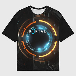 Мужская футболка оверсайз Portal логотип игры