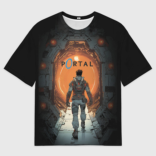 Мужская футболка оверсайз Вперед в портал / 3D-принт – фото 1