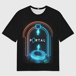 Футболка оверсайз мужская Portal neon style logo, цвет: 3D-принт