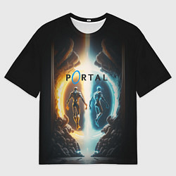 Мужская футболка оверсайз Люди в портале
