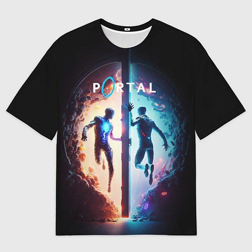 Мужская футболка оверсайз Portal люди в прыжке / 3D-принт – фото 1
