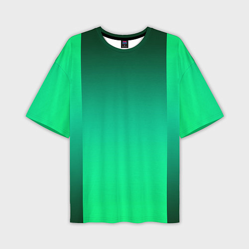 Мужская футболка оверсайз Яркий зеленый градиентный комбинированный фон / 3D-принт – фото 1