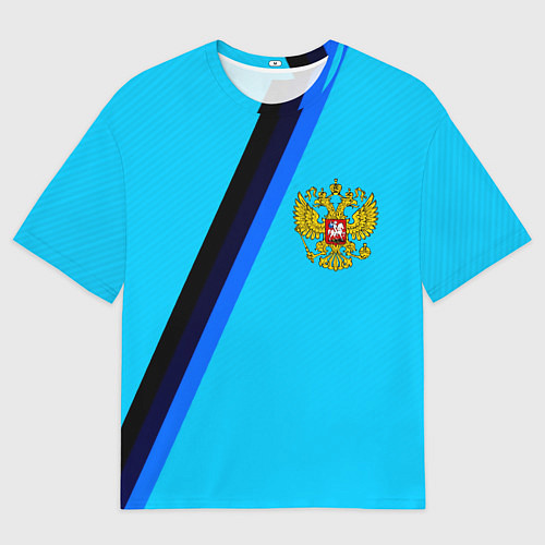 Мужская футболка оверсайз Россия спортивная геометрия / 3D-принт – фото 1