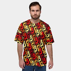 Футболка оверсайз мужская Кокопелли - паттерн, цвет: 3D-принт — фото 2