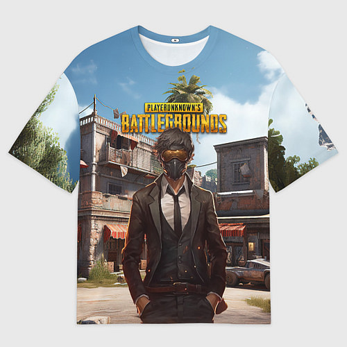 Мужская футболка оверсайз PUBG персонаж в маске / 3D-принт – фото 1