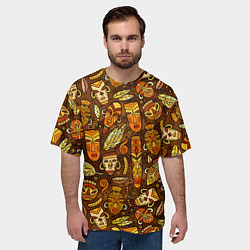 Футболка оверсайз мужская Африканские маски - паттерн, цвет: 3D-принт — фото 2