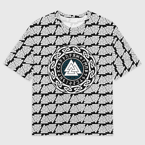 Мужская футболка оверсайз Символика валькнут и руны / 3D-принт – фото 1
