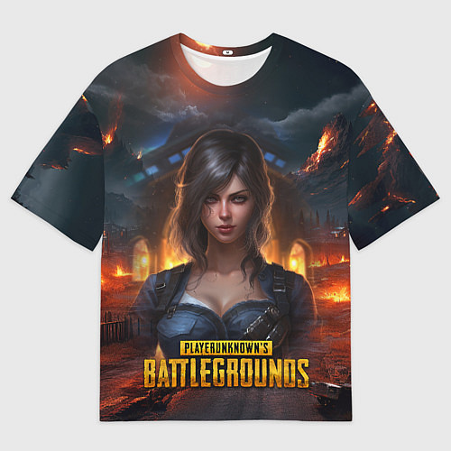 Мужская футболка оверсайз Женский PUBG девушка в огне / 3D-принт – фото 1