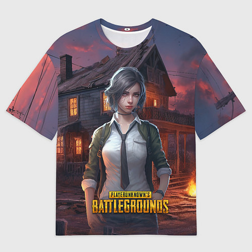 Мужская футболка оверсайз PUBG девушка в игре / 3D-принт – фото 1