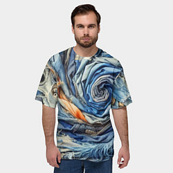 Футболка оверсайз мужская Джинсовая воронка - модный тренд, цвет: 3D-принт — фото 2