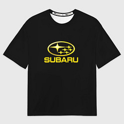 Футболка оверсайз мужская Subaru logo yellow, цвет: 3D-принт