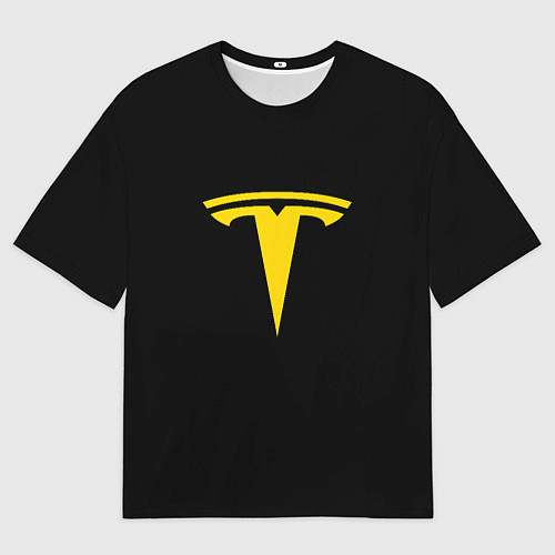 Мужская футболка оверсайз Tesla yellow / 3D-принт – фото 1