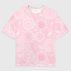 Футболка оверсайз мужская Розовый цветочный паттерн, цвет: 3D-принт