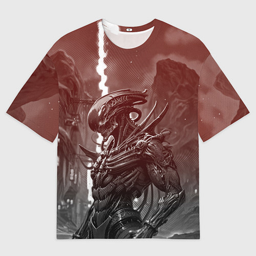 Мужская футболка оверсайз Воинствующий ксеноморф / 3D-принт – фото 1