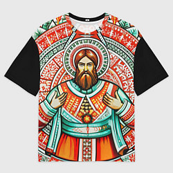 Мужская футболка оверсайз Русский богатырь в славянском стиле