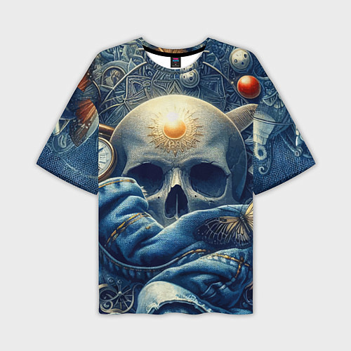 Мужская футболка оверсайз Авангардная композиция с черепом - нейросеть / 3D-принт – фото 1