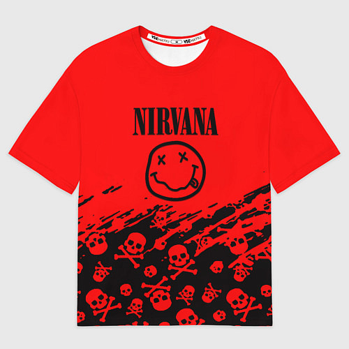 Мужская футболка оверсайз Nirvana rock skull / 3D-принт – фото 1